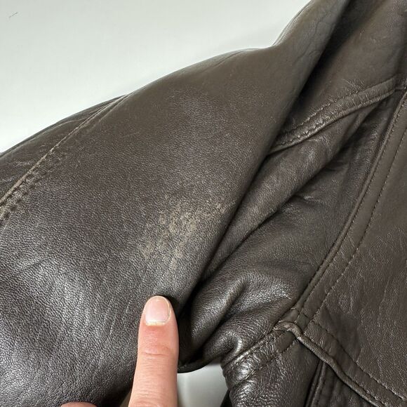 Vtg Mesa Ridge Brown Leather Bomber Jacket Mens Sz XL Motorcycle 90s Distressed - Picture 11 of 16